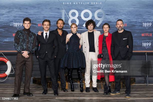 Miguel Bernardeau, Maciej Musia, Andreas Pietschmann, Emily Beecham, Aneurin Barnard, Jantje Friese and Baran bo Odar attend the screening of the...