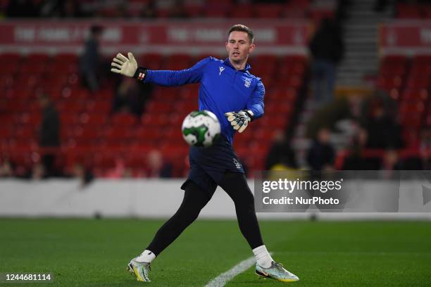 Nottingham Forest goalkeeper, Dean Henderson warms up ahead of kick-off during the Carabao Cup Third Round match between Nottingham Forest and...