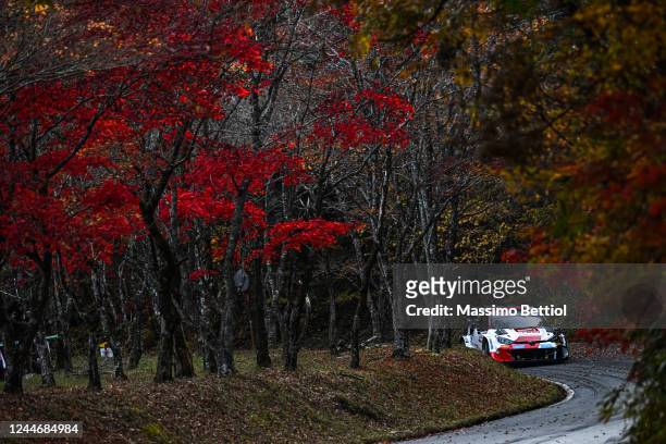 Sebastien Ogier of France and Vincent Landais of France competing with their Toyota Gazoo Racing WRT Toyota GR Yaris Rally1 Hybrid during Day2 of the...