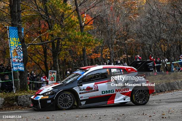 Sebastien Ogier of France and Vincent Landais of France competing with their Toyota Gazoo Racing WRT Toyota GR Yaris Rally1 Hybrid during Day2 of the...