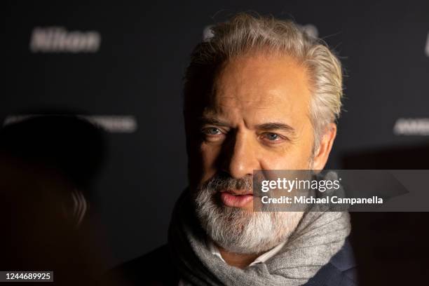 British film director Sam Mendes poses on the red carpet during the Stockholm Film Festival 2022 at Cinema Skandia on November 11, 2022 in Stockholm,...