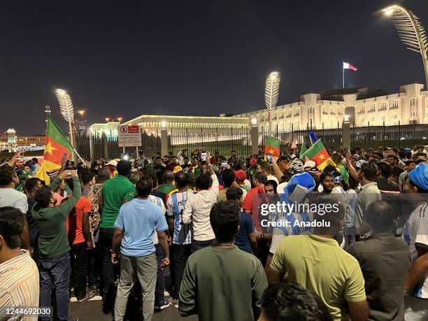 Brazilian national team fans cheered on Corniche Street ahead of the 2022 FIFA World Cup in Lusail, Qatar on November 11, 2022.