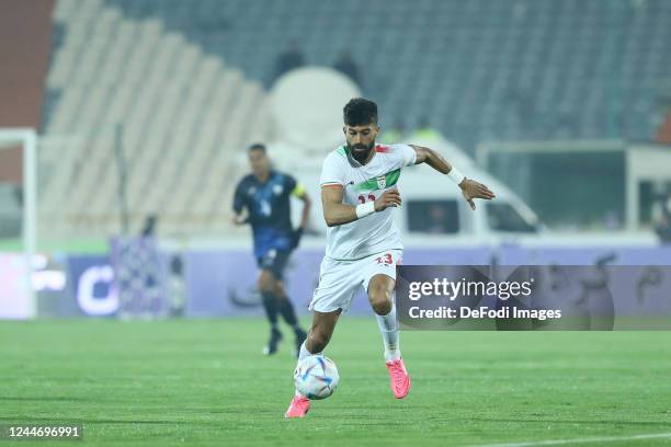 Ramin Rezaeian of Iran controls the ball during the Friendly match between Iran v Nicaragua on November 10, 2022 in Tehran, Iran.