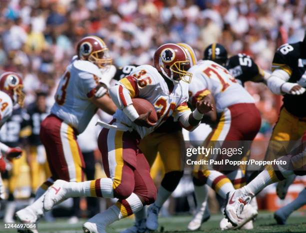 Washington Redskins running back Timmy Smith looks to gain yardage during the NFC regular season match between Washington Redskins and Pittsburgh...