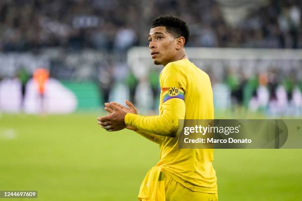 Jude Bellingham of Borussia Dortmund after the final whistle during the Bundesliga match between Borussia Moenchengladbach and Borussia Dortmund at...
