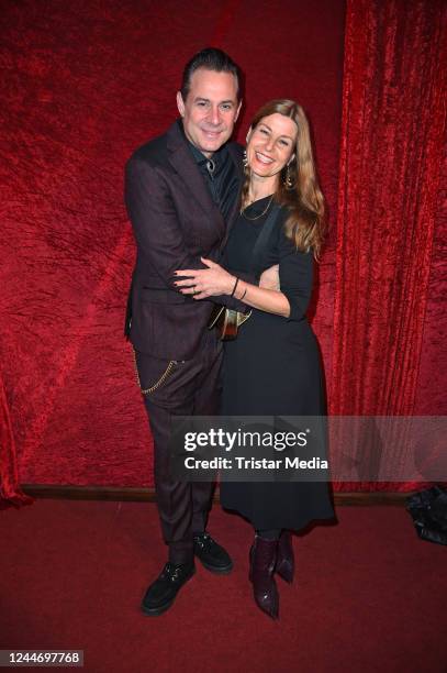 Sascha Vollmer of the band The BossHoss and Jenny Vollmer attend the Kolja Kleeberg & Hans-Peter Wodarz PALAZZO show premiere at...