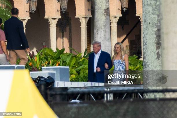 Tiffany Trump is seen with Donald Trump the day before her Mar-a-Lago wedding on November 11, 2022 in Miami, Florida.