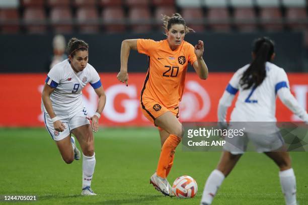 Carolina Venegas of Costa Rica Women, Dominique Janssen of Holland women. During the women's friendly match between the Netherlands and Costa Rica at...