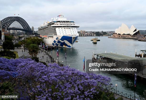 The Majestic Princess cruise ship is seen docked at the International Terminal on Circular Quay in Sydney on November 12, 2022. - The Majestic...