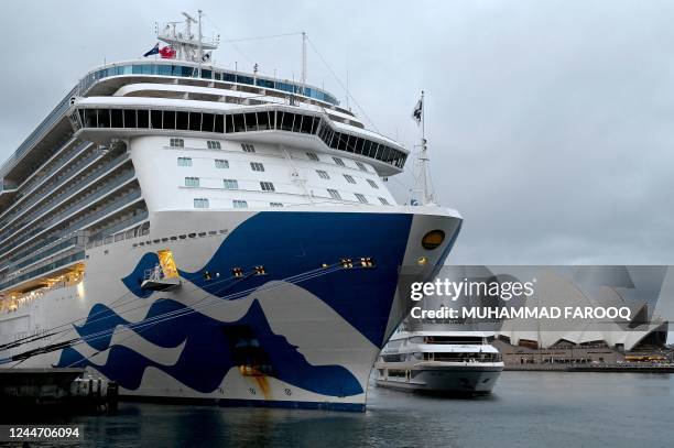 The Majestic Princess cruise ship is seen docked at the International Terminal on Circular Quay in Sydney on November 12, 2022. - The Majestic...