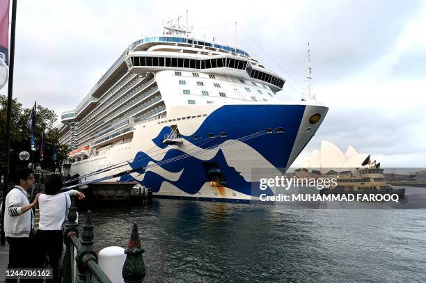 The Majestic Princess cruise ship is seen docked at the International Terminal on Circular Quay in Sydney on November 12, 2022. - The Majestic...