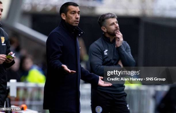 Rangers manager Giovanni van Bronckhorst looks dejected during a cinch Premiership match between St Mirren and Rangers at the SMiSA Stadium, on...