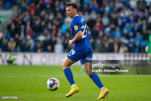 Mark Harris of Cardiff City controls the ball during the Sky Bet Championship match between Cardiff City and Sheffield United at the Cardiff City...