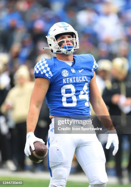 Kentucky Wildcats tight end Josh Kattus in a game between the Vanderbilt Commodores and the Kentucky Wildcats on November 12 at Kroger Field in...