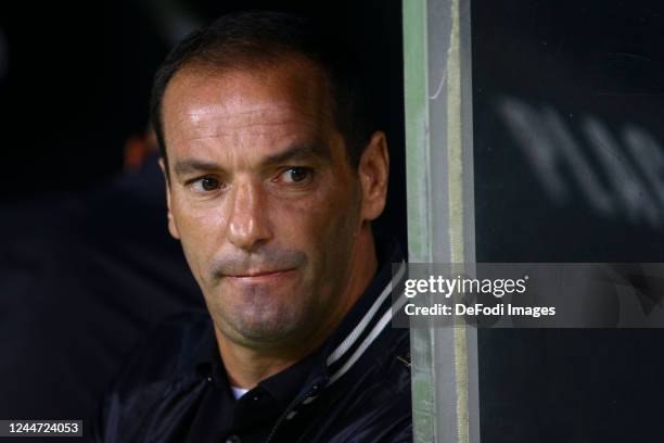 Head Coach Petit of Boavista FC gestures prior to the Liga Portugal Bwin match between Boavista and FC Porto at Estadio do Bessa on November 12, 2022...