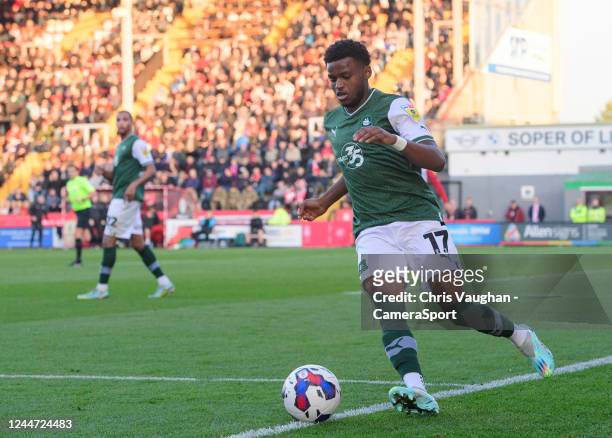 Plymouth Argyle's Bali Mumba during the Sky Bet League One between Lincoln City and Plymouth Argyle at LNER Stadium on November 12, 2022 in Lincoln,...