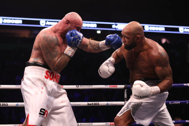 Kamil Sokolowski in action against Frazer Clarke in the heavy-weight bout at the AO Arena, Manchester. Issue date: Saturday November 12, 2022.