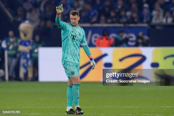 Manuel Neuer of Bayern Munchen during the German Bundesliga match between Schalke 04 v Bayern Munchen at the Veltins Arena on November 12, 2022 in...