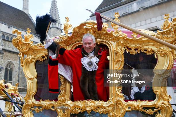 Nicholas Lyons, the new Lord Mayor of London seen at the Guildhall Yard, during the Lord Mayor Show. The show honours the new Lord Mayor, Nicholas...