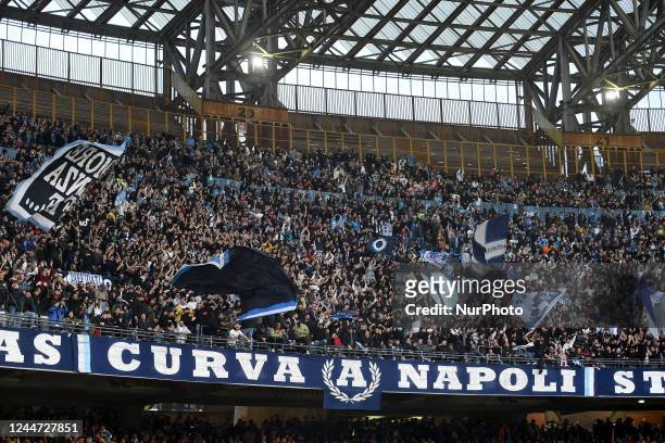 Supporters fans of SSC Napoli during the Serie A TIM match between SSC Napoli and Udinese Calcio at Stadio Diego Armando Maradona Naples Italy on 12...