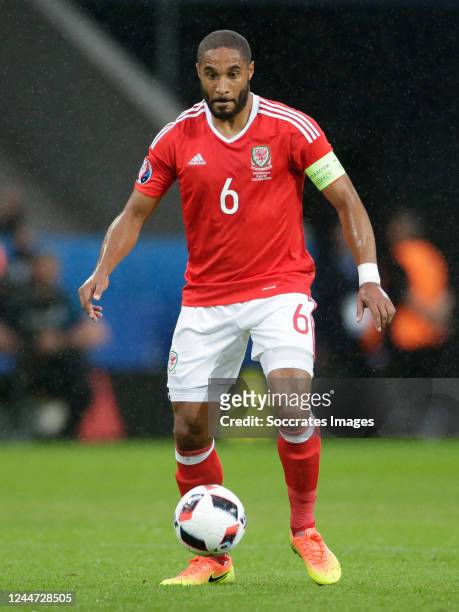 Ashley Williams of Wales during the EURO match between Wales v Belgium on July 1, 2016