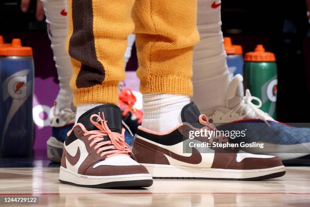 The sneakers worn by Bradley Beal of the Washington Wizards against the Utah Jazz on November 12, 2022 at Capital One Arena in Washington, DC. NOTE...