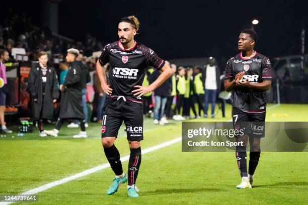 Floyd AYITE - 11 Ugo BONNET during the Ligue 2 BKT match between Laval and Valenciennes at Stade Francis Le Basser on November 12, 2022 in Laval,...