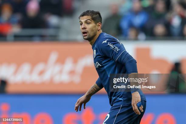 Cristian Gamboa of VfL Bochum looks on during the Bundesliga match between FC Augsburg and VfL Bochum 1848 at WWK-Arena on November 12, 2022 in...