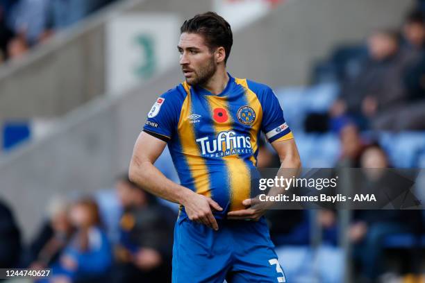 Luke Leahy of Shrewsbury Town during the Sky Bet League One between Bristol Rovers and Fleetwood Town at Montgomery Waters Meadow on November 12,...