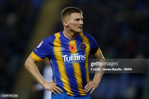 Taylor Moore of Shrewsbury Town during the Sky Bet League One between Bristol Rovers and Fleetwood Town at Montgomery Waters Meadow on November 12,...