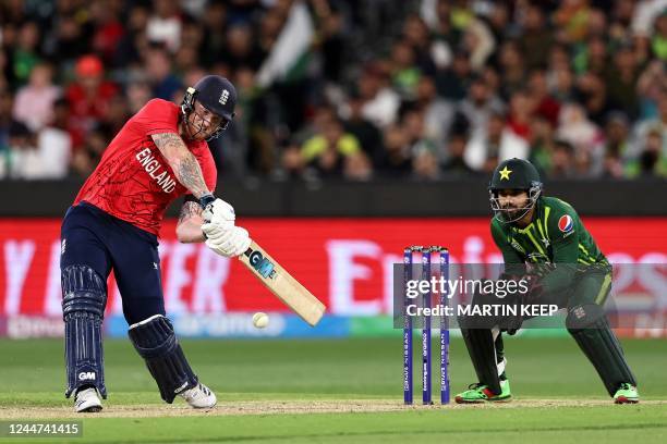 England's Ben Stokes plays during the ICC men's Twenty20 World Cup 2022 cricket final match between England and Pakistan at the Melbourne Cricket...