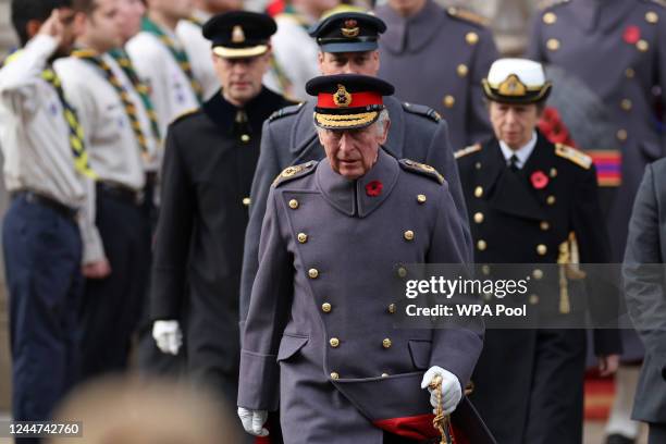 Britain's Prince Edward, Earl of Wessex, Britain's King Charles III, Britain's Prince William, Prince of Wales and Britain's Princess Anne, Princess...