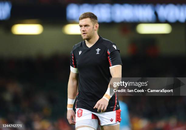 Wales's Dan Lydiate during the pre-match warm-up during the Autumn International match between Wales and New Zealand at Principality Stadium on...