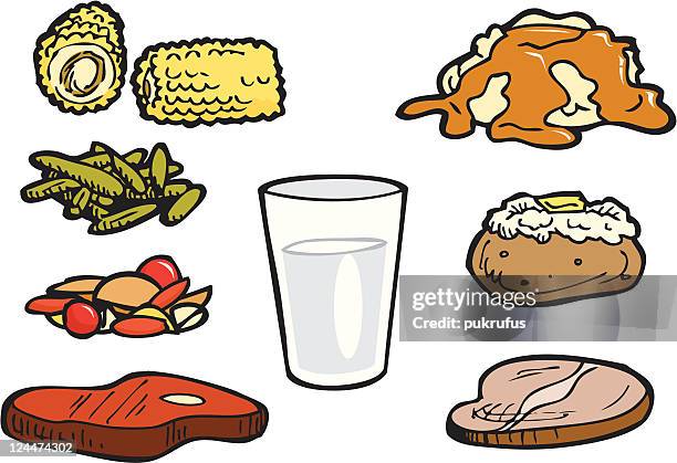 dinner foods - mashed potato stock illustrations