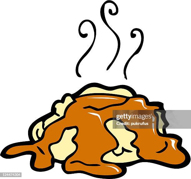mashed potatoes and gravy - gravy stock illustrations