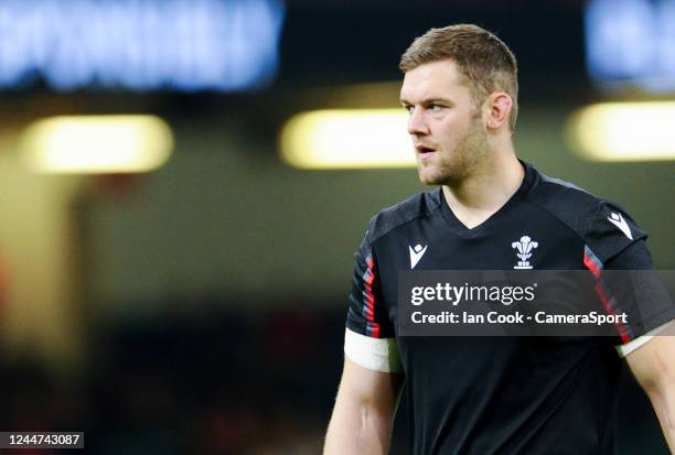 Wales's Dan Lydiate during the pre-match warm-up during the Autumn International match between Wales and New Zealand at Principality Stadium on...