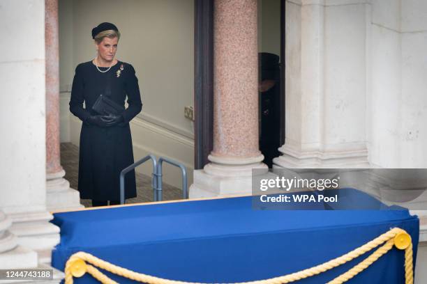 Sophie, Countess of Wessex attends the Remembrance Sunday ceremony at the Cenotaph on Whitehall on November 13, 2022 in London, England.