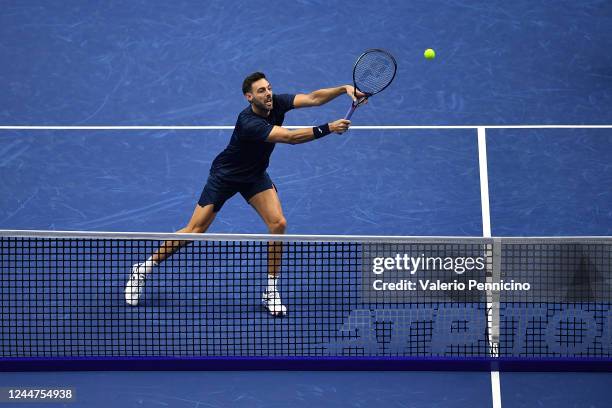 Marcel Granollers of Spain and Horacio Zeballos of Argentina in action against Rajeev Ram of United States and Joe Salisbury of Great Britain in the...