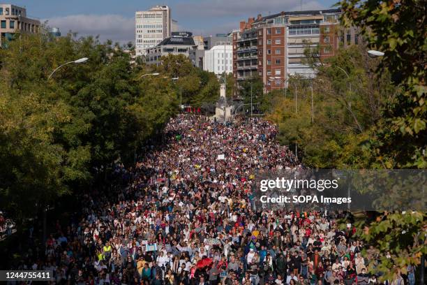 Thousands of protesters take to the center of Madrid in demonstration against the the dismantling of primary healthcare services.