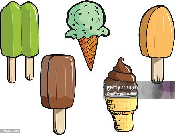 summer treats - mint ice cream stock illustrations