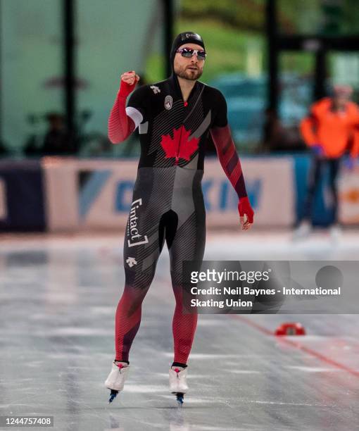 Laurent Dubreuil of Canada looks on after competing in the 1000m Men Division A, during Day 3 of the ISU World Cup Speed Skating at Vår Energi Arena...