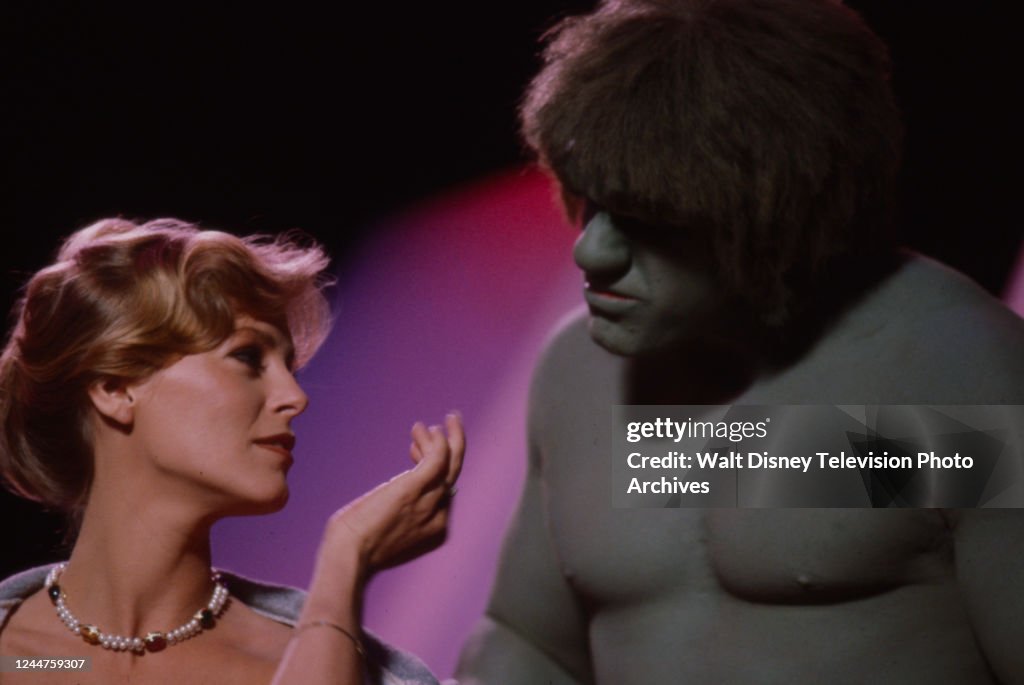Cheryl Ladd, Lou Ferrigno as the Incredible Hulk appearing on the ABC News Photo - Getty Images