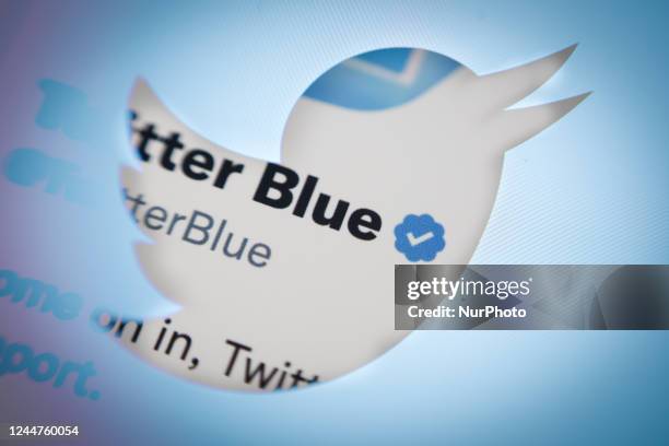 The Twitter Blue Checkmark is seen in this photo illustration in Warsaw, Poland on 21 September, 2022. Twitter management has announced the...