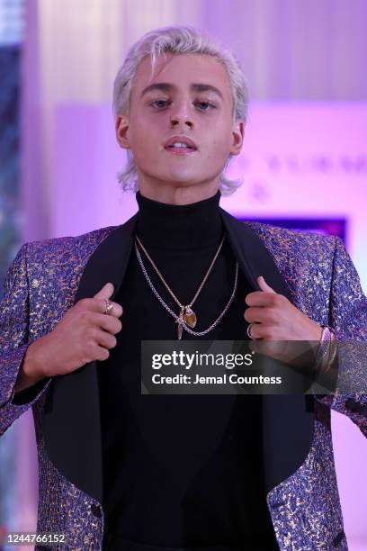 Model walks the runway wearing David Yurman and Lawrence Clothier during the We Will Survive Cancer Runway Show on November 12, 2022 in Sterling,...