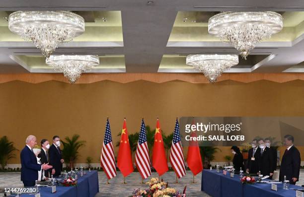 President Joe Biden and China's President Xi Jinping meet on the sidelines of the G20 Summit in Nusa Dua on the Indonesian resort island of Bali on...