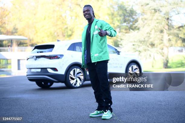 France's midfielder Eduardo Camavinga arrives for a get-together, two days before the French national team leave for the upcoming Qatar 2022 World...