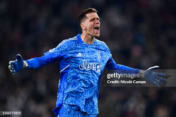 Wojciech Szczesny of Juventus FC celebrates during the Serie A football match between Juventus FC and SS Lazio. Juventus FC won 3-0 over SS Lazio.