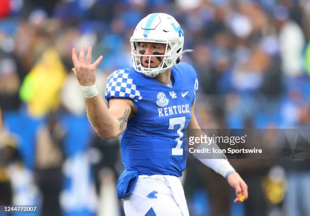 Kentucky Wildcats quarterback Will Levis in a game between the Vanderbilt Commodores and the Kentucky Wildcats on November 12 at Kroger Field in...