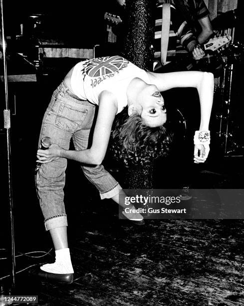 Annie Golden of US punk band The Shirts performs on stage at Dingwalls, London, England, in July, 1978.