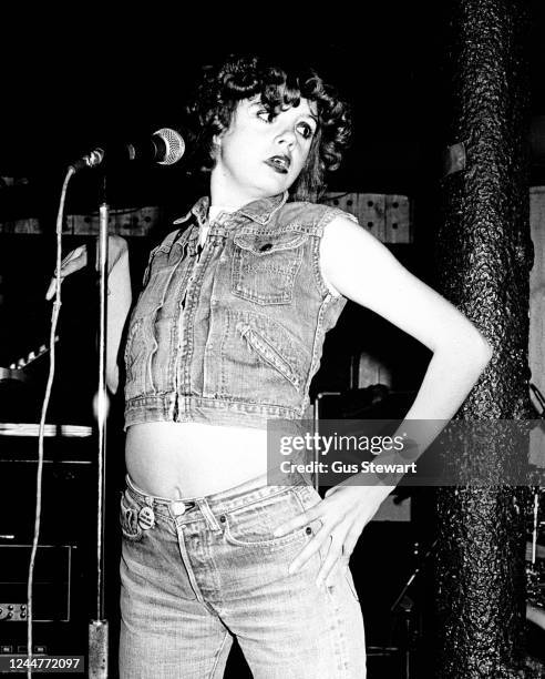 Annie Golden of US punk band The Shirts performs on stage at Dingwalls, London, England, in July, 1978.